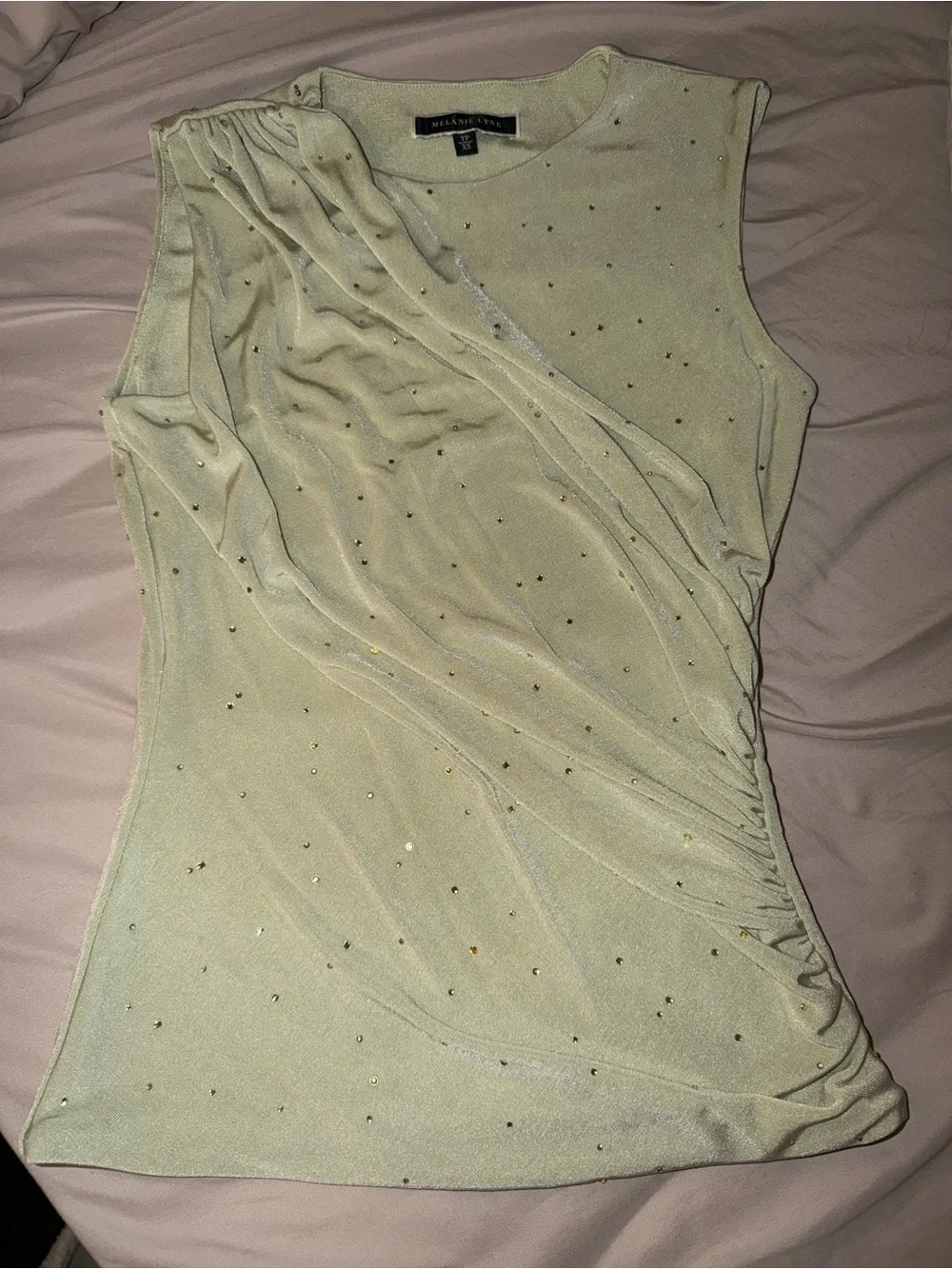 *NEVER WORN* Melanie Lyne Sleeveless Embellished Tank Top in Light Cream - Picture 4 of 4